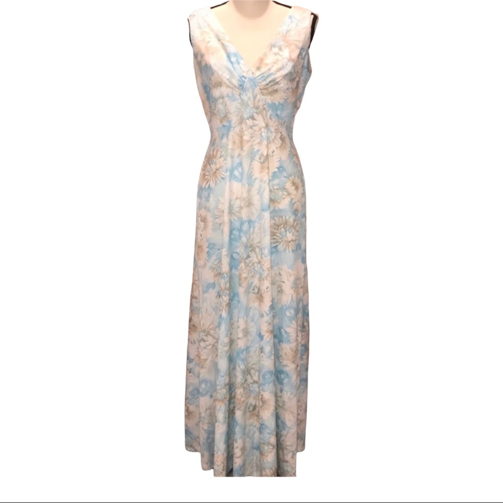 Vtg Maxi Floral V-neck Retro Stunning Vtg sz 14